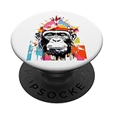 Farbenfroher Schimpanse, lebendiger Kunstausdruck PopSockets Klebender PopGrip