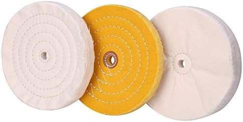 8 inch Buffing polishing Wheels for Bench Grinder Buffer with 5/8" Arbor Hole White 60 ply Yellow 40 ply 3pcs