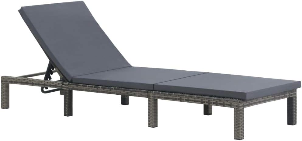 Sun Lounger with Cushion,Patio Furniture,Outdoor Seating,Outdoor Lounge Chairs,Backrest Adjustable,Cushion Cover Washable,for Garden,Backyard,Firepit,Pool, Poly Rattan Anthracite