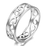 Fantasy Forge Jewelry Womens Victorian Style Filigree Ring Silver Stainless Steel Art Nouveau Band...