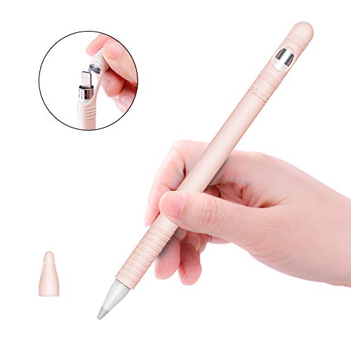 pzoz Case Compatible with Apple Pencil Case Elastic Protective Silicone Sleeve iPencil Grip Full Skin Cover Holder Pocket Pen Stick Pouch Accessories Kit Compatible for iPad Pro 9.7/10.5/12.9(Pink)