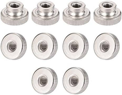 uxcell Knurled Thumb Nuts, 10Pcs M5x0.8mm Iron Round Knobs Fasteners for 3D Printer Parts, Silver Tone