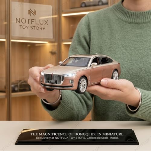 Image of 1:24 Hongqi H9 Diecast Metal Toy Car - Large Size Luxury Sedan Model Car, Realistic Toy Car for Kids & Collectors with Openable Doors [Random Color] [Pack of 1]
