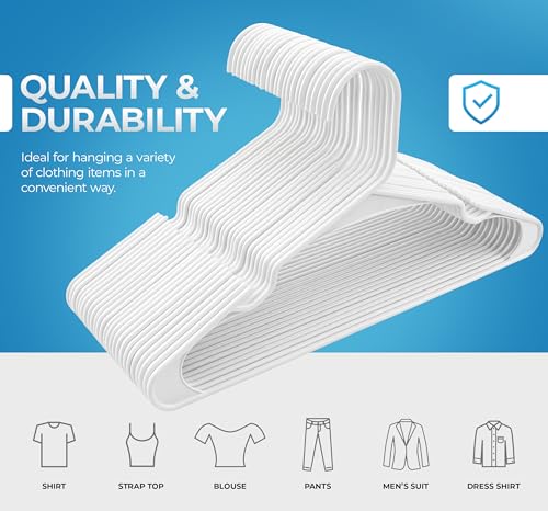 Beddora Plastic Hangers 50 Pack, White Clothes Hangers for Closet Organization and Storage Space-Saving Design, Kids & Adult Coat Hanger for Suits, Shirt & Percheros Ganchos para Colgar Ropa Hangars by BEDDORA INC. - Used condition - Image 3