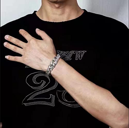 Aprifire 925 Silver Cuban Link Curb Chain Bracelet, Retro Modern Silver Plated Men's Bracelet3