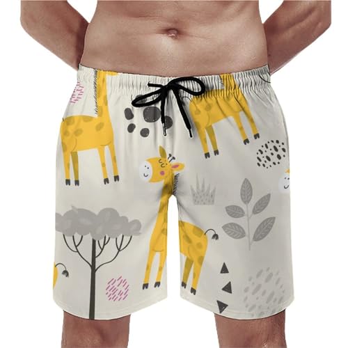 Maillot de bain séchage rapide à motif girafe avec poches pratiques