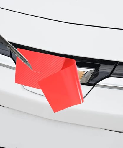Image of bylikeho 11.8 inchx4 inch Bowtie Emblem Wrap Kit,Car Emblem Stickers,Car Accessories Vinyl Bowtie Logo Wrap Stickers,Chevy Decor DIY Modification Decals (Carbon Fiber Red)