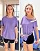 Post Shoulder Surgery Shirts for Women- Short Sleeve-Full Snap-Open Arm Shoulder Recovery Clothing Chemo Clothing (Medium, Purple)