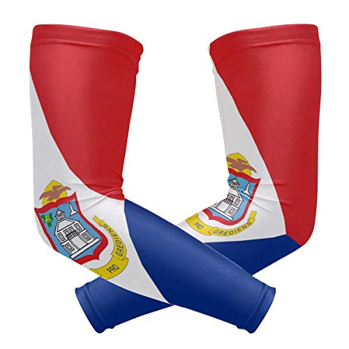 poeticcity St. Maarten Flag 1 Pair Arm Sports Sleeves Cooling Warmer UV Protection