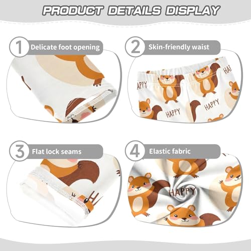 ALAZA Girls' Leggings Children's Yoga Pants Skinny Printed Dance Squirrel Happy Comfortable 4T2