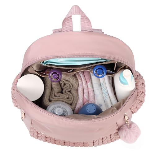 SEWBOO Diaper Bag,Newborn Baby Backpack,Waterproof and Stylish Travel Back Pack with Changing Pad for Women and Girls (Dusty Rose) - Thumbnail 2