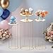 Tectsia 3pcs Metal Cylinder Pedestal Stand for Party, Cilindros Para Decoraciones De Fiestas, Round Cake Pedestal Tables for Wedding Display, Event Decor with Floral Plant, Birthday Backdrop- Gold
