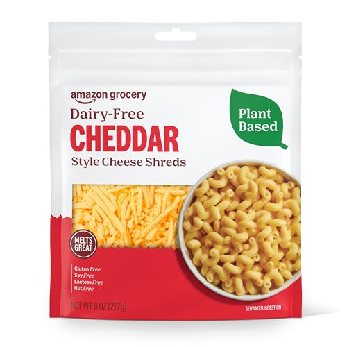 Amazon Fresh, Plant Based Shredded Cheddar Cheese, 8 Oz