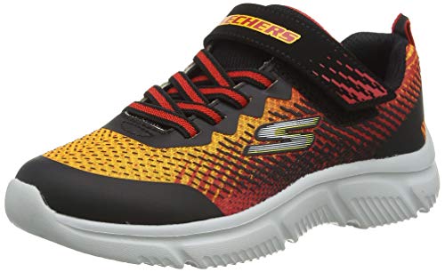 Skechers GO RUN 650 NORVO - Zapatillas, Niños, Negro (Black & Red Textile/ Black Synthetic/ Red & O), 33 EU