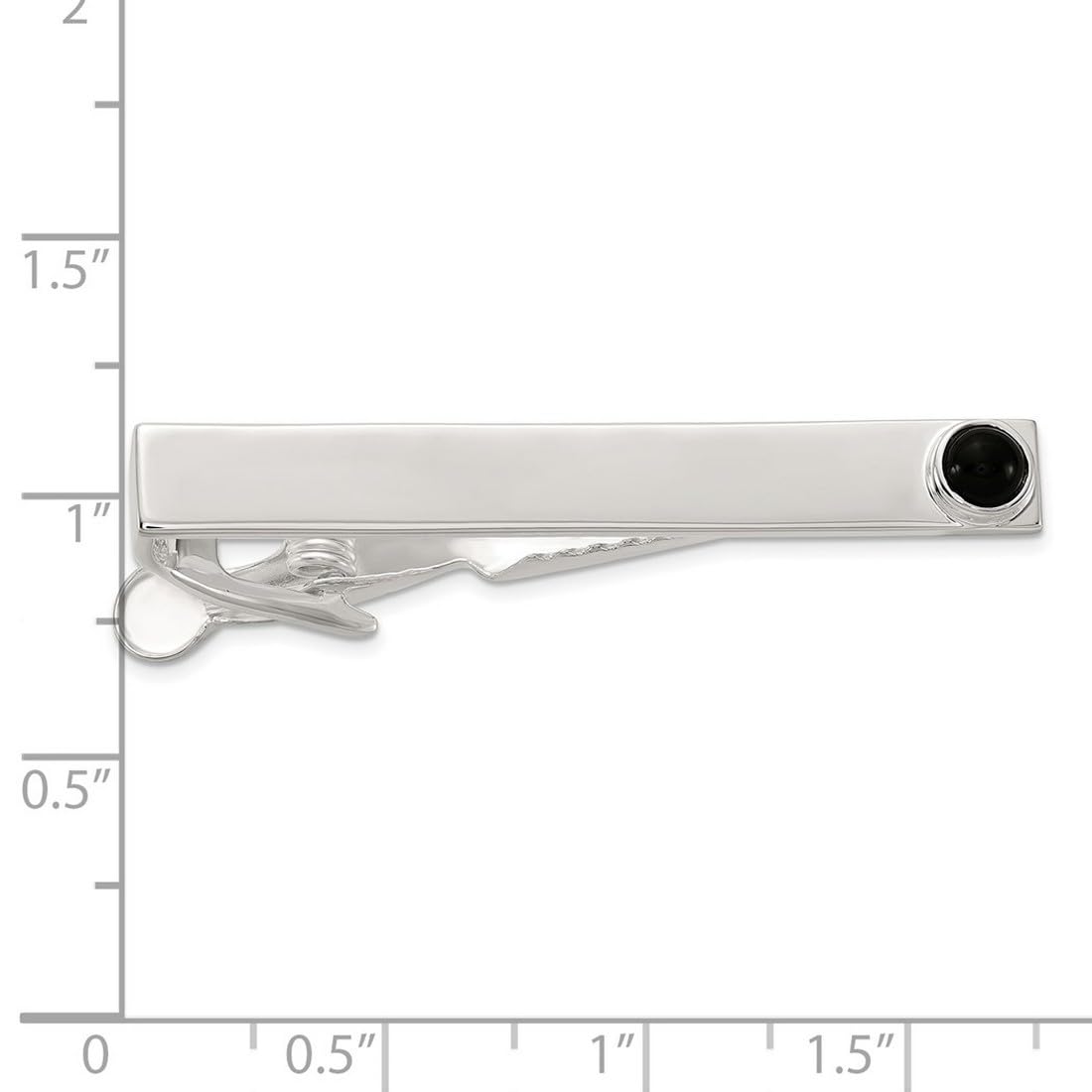 Krawattennadel aus 925er Sterlingsilber, poliert, simulierter Onyx, gepunktet, Maße: 44,2 x 5,7 mm breit, Schmuck für Herren, One Size, Edelstein Edelstein Metall Silberfarben, Onyx