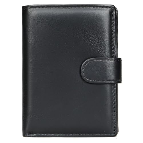 Bracevor Genuine Leather Trifold Wallet Card Holder for Men – Black | 21 Pockets : Card Slots | ID Window| Coin Pocket | Cash Pockets | Zip Closure