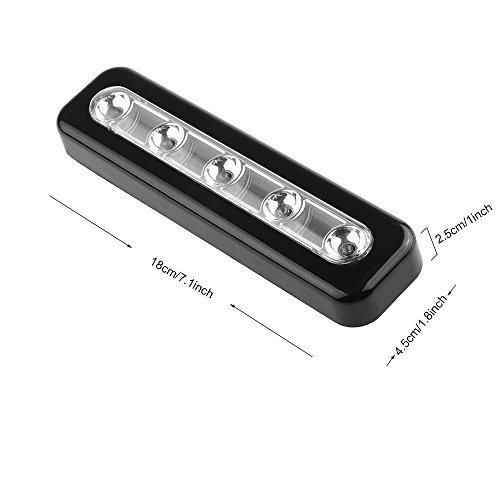 Onerbuy 4 Pack Battery Powered Led Touch Light Diy Stick-On Anywhere 5-Led Touch Tap Light Push Night Lamp For Closets, Cabinets, Cupboard, Hallway, Stairs,Garages, Car (Black) #TOP1