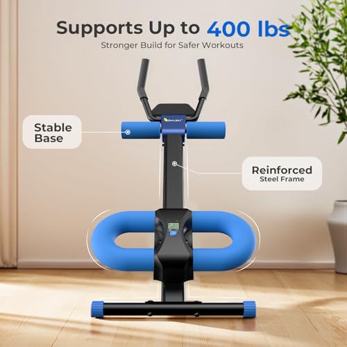 OWLSKY Ab Machine, Adjustable Ab Trainer Machine for Abs Workout at Home Gym, Foldable, Knee Protection, LCD Monitor, Device Holder, 400 LBS,Abdominal Trainer for Stomach Workout,Blue by OWLSKY - Image 7
