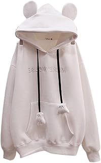 DUCUT Pulôver feminino de lã de inverno 2021 roupas de orelhas de urso casaco moletom outono e inverno casual moletom com capuz de manga comprida pull-over clássico moletom com capuz