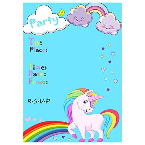 Unicorn Theme Birthday Party Invitation Cards Cover