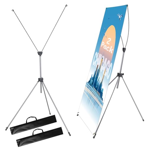 2 Pack Adjustable Banner Stand with Carrying Bag