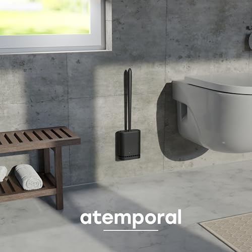 Miniatura 6 de Savega Escobilla Wc Silicona Con Cabezal Flexible Escobillero De Pared Sin Taladro - Escobilla Baño Silicona Con Diseño Discreto Negra Mate