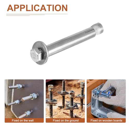 Image of DTGN M8 x 80 Hex Expansion Bolts - 30Pack - Good for Concrete Dry Brick Block Walls - 304 Stainless Steel - Silver