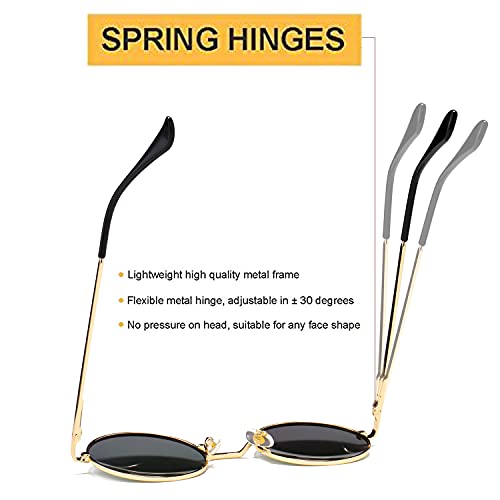 Poraday Circle Lennon Glasses Retro Round Polarized Sunglasses Hippie Style Small Circle Sun Glasses (Gold/Purple Mirror) #TOP3