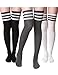 HASLRA Women's Over The Knee High Socks 1-3 Pairs