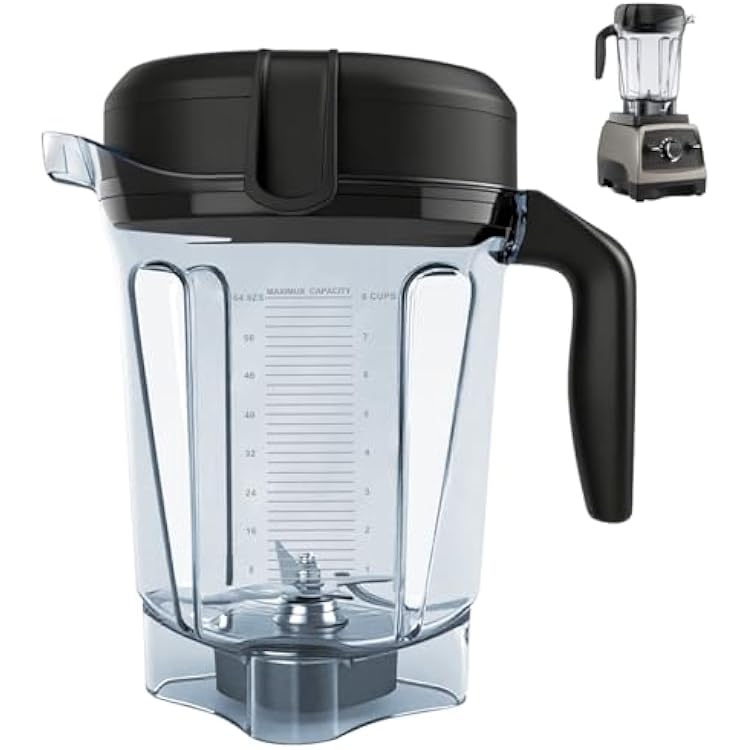 64oz Low-Profile Blender Pitcher, Blender Container Jar Cup,Compatible with Vit 780 75-0 75-00 5000 5200 Vm0102 Vm0103 Vm0197 E310 Pro/Commercial/Classic Series Blender,