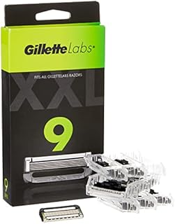 Gillette Labs Razor Blades Men, Pack of 9 Razor Blade Refills, Compatible with GilletteLabs with Exfoliating Bar and Heated Razor