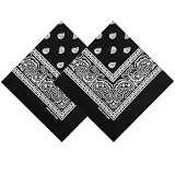 Wanmu 2 sztuki bandana dla kobiet i mężczyzn, bawełniana chusta na głowę | Klasyczny wzór Paisley, 54 x 54 cm, unisex, trójkątna chusta szal, pirat, Halloween, western, kowbojski festiwal