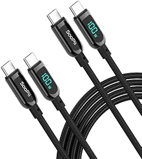 SOOPII USB C to USB C Cable,[2M,2 Pack],Nylon Braided Type-C Cable,100W PD Fast Charging Cable with LED Display for lPad Air/lPad Pro, MacBook Pro, Samsung Galaxy S21/S10/S9/Plus (Red) 