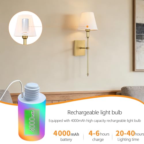 Lámpara de pared interior LED sin cables para lectura nocturna 2