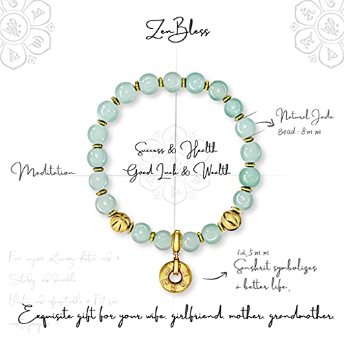 Image of ZenBless Fengshui Porsperity Jade Bracelet Lucky Charm Feng Shui Black Obsidian Wealth Bracelet Gift for Men Women with Gold Plated Pi Xiu Pi Yao Attract Wealth Good Luck(Green)