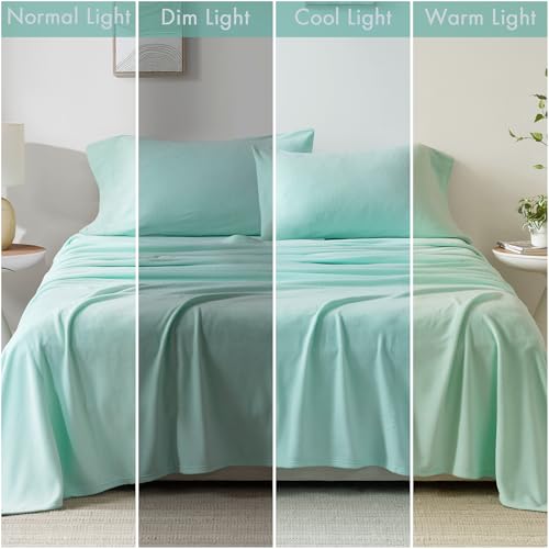 Image of True North by Sleep Philosophy Fleece Sheet Set Twin XL, Solid Color, Warm & Plush Sheets Soft Fleece Bedding Set, Twin XL Size Sheets, Fitted Pocket Fits Up to 16 inch Mattress, Twin XL Aqua 3 Piece