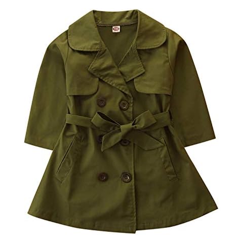 De feuilles Girls Double Breasted Trench Coat Cover