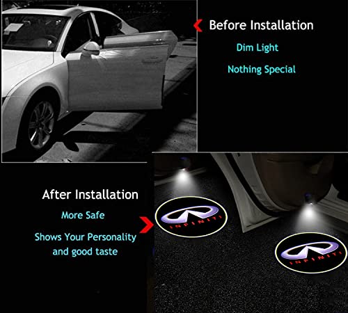 2Pcs Wireless Car Door Logo Light, LED Car Door Courtesy Welcome Projector Light Ghost Shadow Lights Compatible with Infiniti Most Models