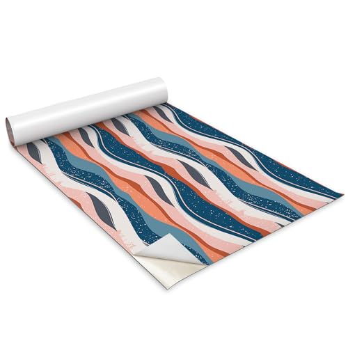 Pegatinas mate para muebles y paredes con diseño de ondas abstractas autoadhesivas 100x50cm 2