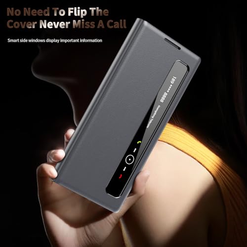 Fenêtre transparente Galaxy Z Fold 5 coque miroir cuir