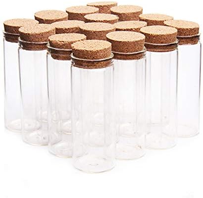Danmu Art 24 PCS 25ml 27mm x 70mm Mini Glass Bottles with Cork Stoppers Test Tube Glass Bottles for Wedding Favors Baby Shower DIY Decoration