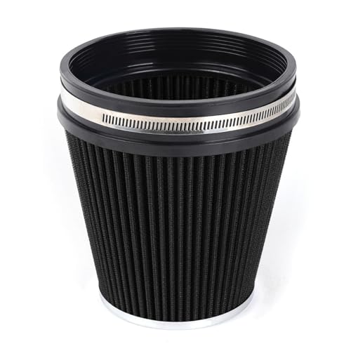 Filtre à air modifié pour voiture avec grand débit Tête champignon Filtre d'aspiration Tête champignon Cône rond Filtre à air Nettoyeur à haut débit Entrée d'air Filtre à tête champignon (noir)