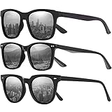 OJIRRU Sonnenbrille Herren Polarisiert Eckig Sonnenbrillen 3 Set für Herren Damen Retro Autofahren UV Schutz Sunglasses OJ087