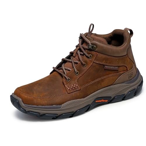 Skechers Men’s Respected-Boswell 204454 Mid Top Leather Moc Toe Lace Up