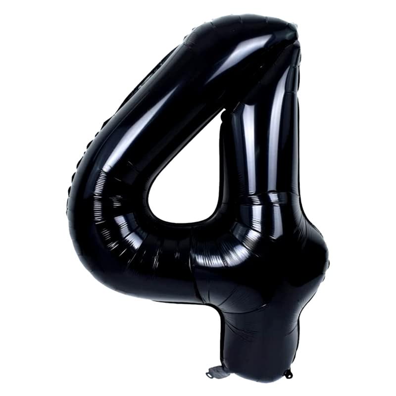 Image of Black 32 Inches 4 Numbers Shape Large Big Foil Helium Balloons For Party Decorations In Happy Birthday Anniversary Office Items Materials Set Pack, Pack Of 1