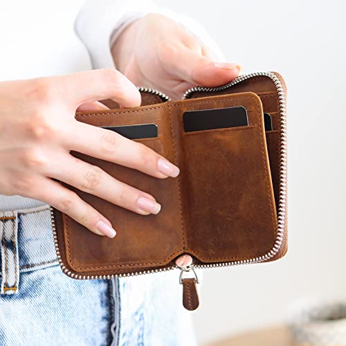 Bbb Women's Genuine Leather With Credit Card Holder Zipper Small Wallet Leather Card Case, Brown (M-796) #TOP4