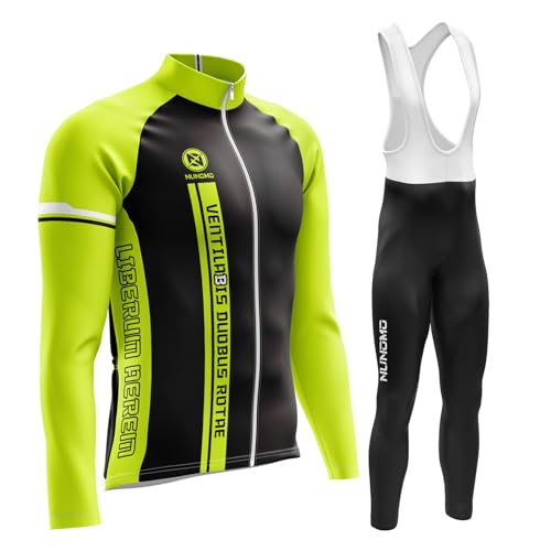 NUNOMO Hombre,Manga Larga Transpirable + Culottes Bici 9D Gel Equipos Conjunto Ciclismo Manténgase abrigado en Invierno,Traje de Ropa de Bicicleta de Montaña MTB Ciclista (XXL,TYPE-8A)