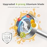 Bonsenkitchen Hand Blender for Kitchen, 2-Speed Electric Portable Stick Blender, Immersion Food Blenders with Stainless Steel Blades for Soup, Smoothie, Puree & Baby Food (White) - Image 4