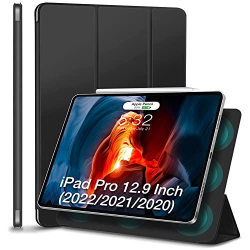 DLveer Magnetische Hülle für iPad Pro 12.9 Zoll 6/5/4 Generation Tablette,Ultra Schlank leichte Schutzhülle mit Schlaf/Aufwach, iPad Pro 12.9 Hülle 2022,für iPad Pro 12.9 2022/2021/2020,Schwarz Cover