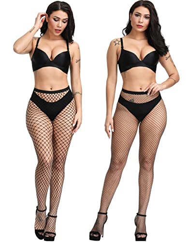 PERAMBRY Women's Fishnet Tights High Waist Fishnet Tights Black Fishnet Stockings Mesh Fishnet3